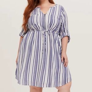 Torrid Blue Nautical Striped Dress